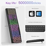 TECURS Wireless Keyboard UK Layout 2.4G Backlit Full Size Ergonomic Quiet view 5