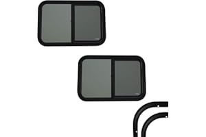 RecPro RV Window | 42" W x 22" H | Teardrop Horizontal Slide | RV Window Replacement | Optional 1 1/2" Trim (2 Windows, Yes Trim) | Made in USA