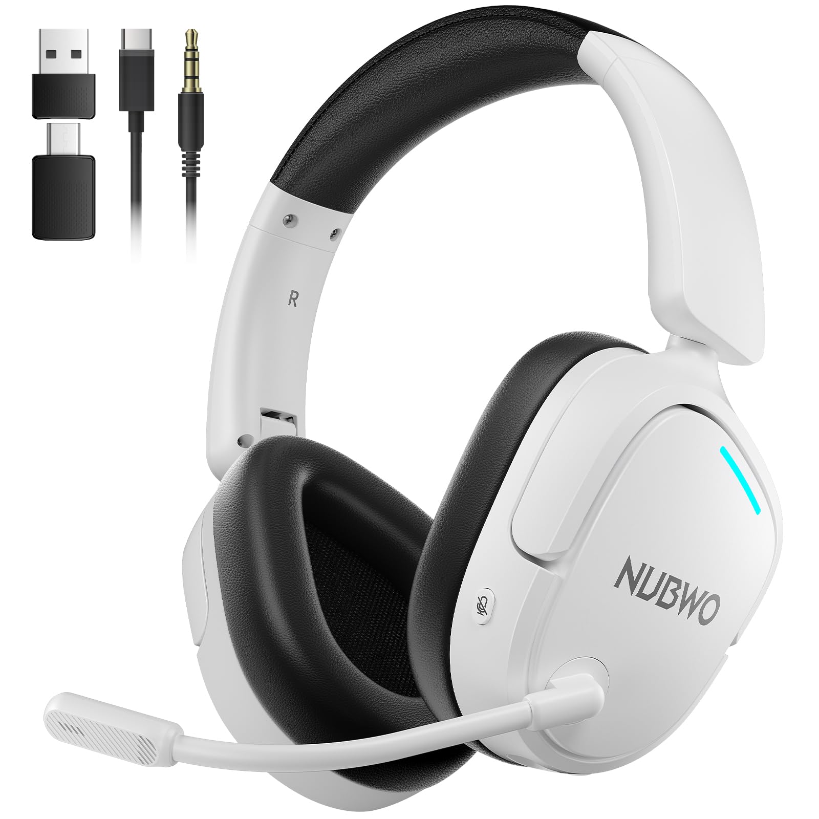 NUBWO Wireless Gaming Headset for PS5, PC, PS4 – Enjoy Dual 2.4G & Bluetooth, Deep EQ Audio, Noise-Canceling Mic, 50H Battery Life, Foldable Lightweight Comfort
