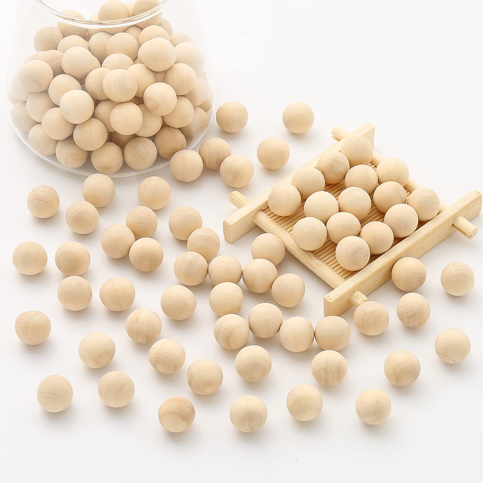 DAHI Wooden Balls Wood Balls Wood Beads Craft Beads for DIY Jewelry Accessories (14mm)