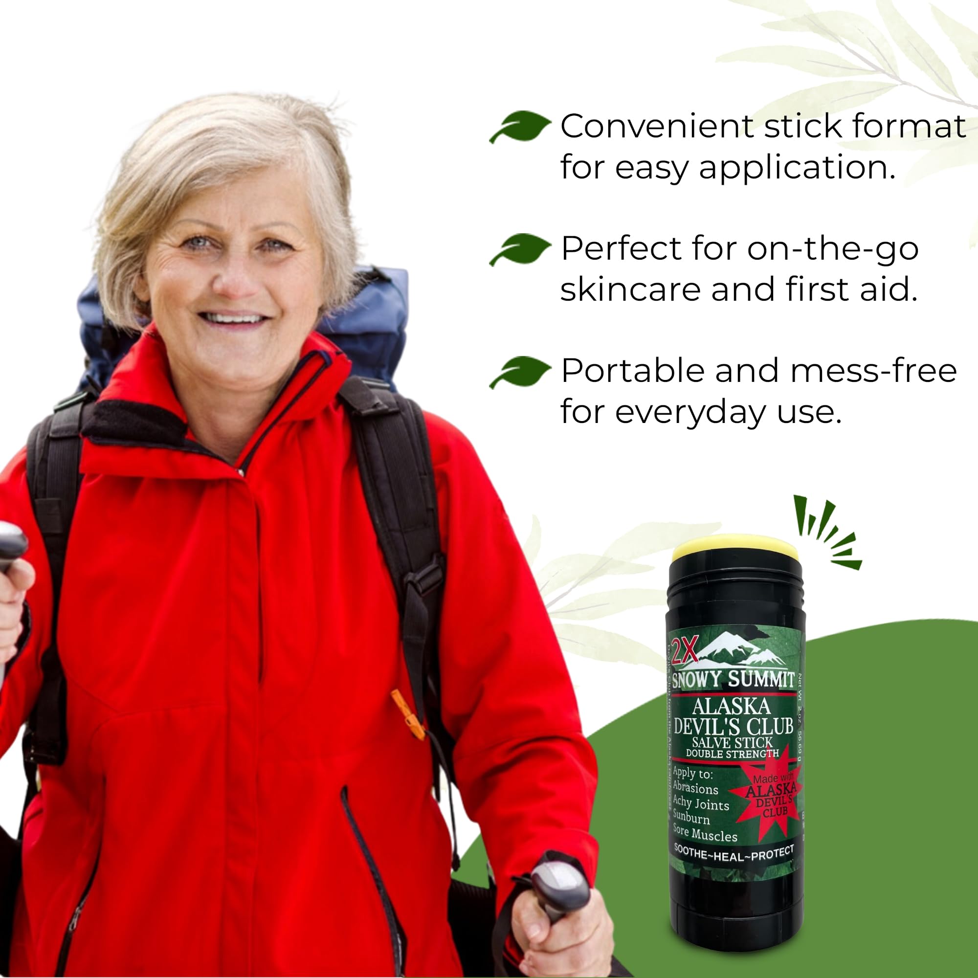 Devil's Club 2X Salve Stick - All-Natural, Handcrafted Herbal Salve for Mess-Free Application - Muscle Rub In Stick Form with Light Herbal Scent and Portable Design