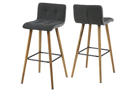 AC Design Furniture Barhocker Charlotte, B: 44,5 x T:47 x H: 96,5 cm, Furnier, Grau