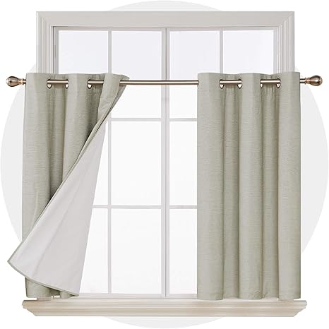 Amazon Com Deconovo Total Blackout Curtains Room Darkening Sun Blocking Light Grey Curtain Panels For Living Room Beige 42w X 45l Inches 2 Panels Furniture Decor