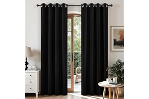 CUCRAF Black Blackout Curtains 84 inch Length,Thermal Insulated Room Darkening Window Curtains for Bedroom,Light Blocking Dra
