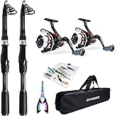 Telescopic Fishing Pole Combo, 2PCS 6.89ft Carbon Fiber Fishing Rods Spinning Reels Set,Full Kit with Fishing Pliers Lures and Carrier Bag for Travel Saltwater Freshwater