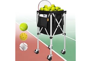 Angooni Professional Tennis Cart with Silent PU Wheels - 2 Capacity Choices (150/240 Balls) - Sturdy, Lightweight & Portable Storage for Practice and Matches