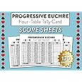 Progressive Euchre Four Table Tally Card Score Sheets: Over 120 Sheets For 4 Table Progressive Euchre Game