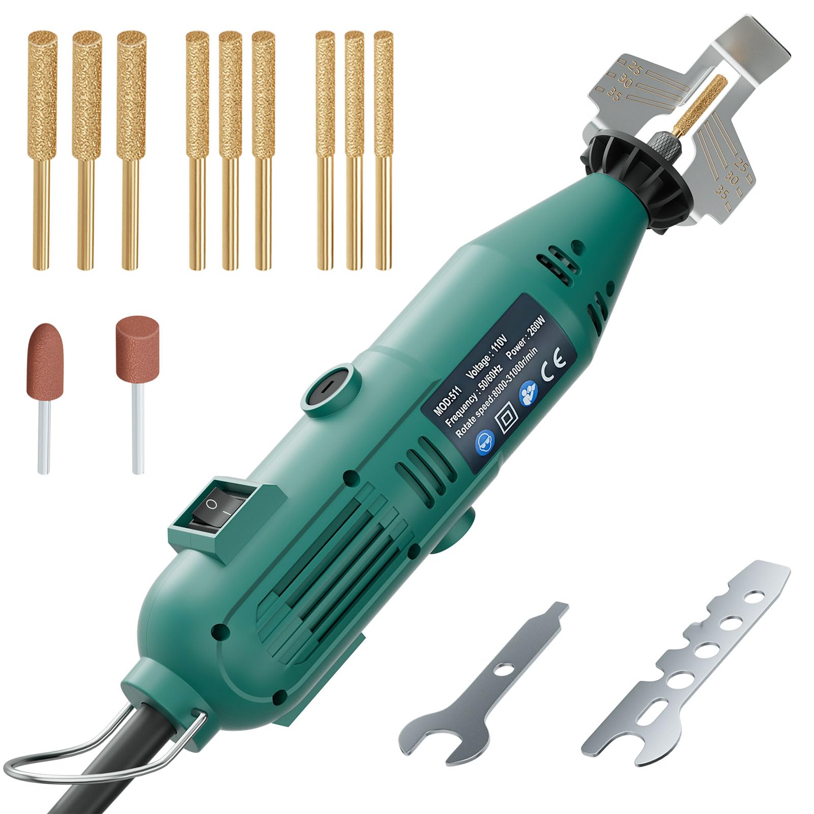 Photo 1 of ***See Notes***Ausacce Electric Chainsaw Sharpener Kit Adjustable Speed Chainsaw Chain Sharpener with 9 Titanium Coated Diamond Files for All Chainsaw Chain Sizes