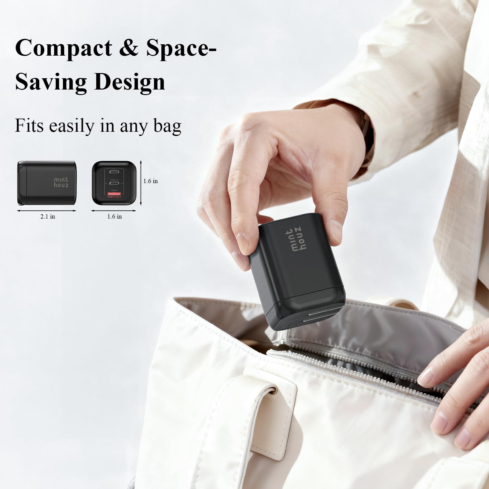 Minthouz USB-C-Ladegerät mit Charging Cable, PD 67W, 3-Port-GaN-Mehrfachnetzteil, Fast Charger kompatibel mit Lenovo ThinkPad/Dell XPS/MacBook/Samsung Galaxy Serie 8