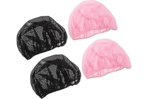 CLISPEED 4pcs Mesh Hair Bonnets for Sleeping Women Breathable Reusable Sleep Caps with Elastic Band Black