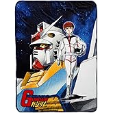 Bioworld Mobile Suit Gundam Blanket Mecha and Amuro Ray Anime Design Plush Throw 45" X 60"