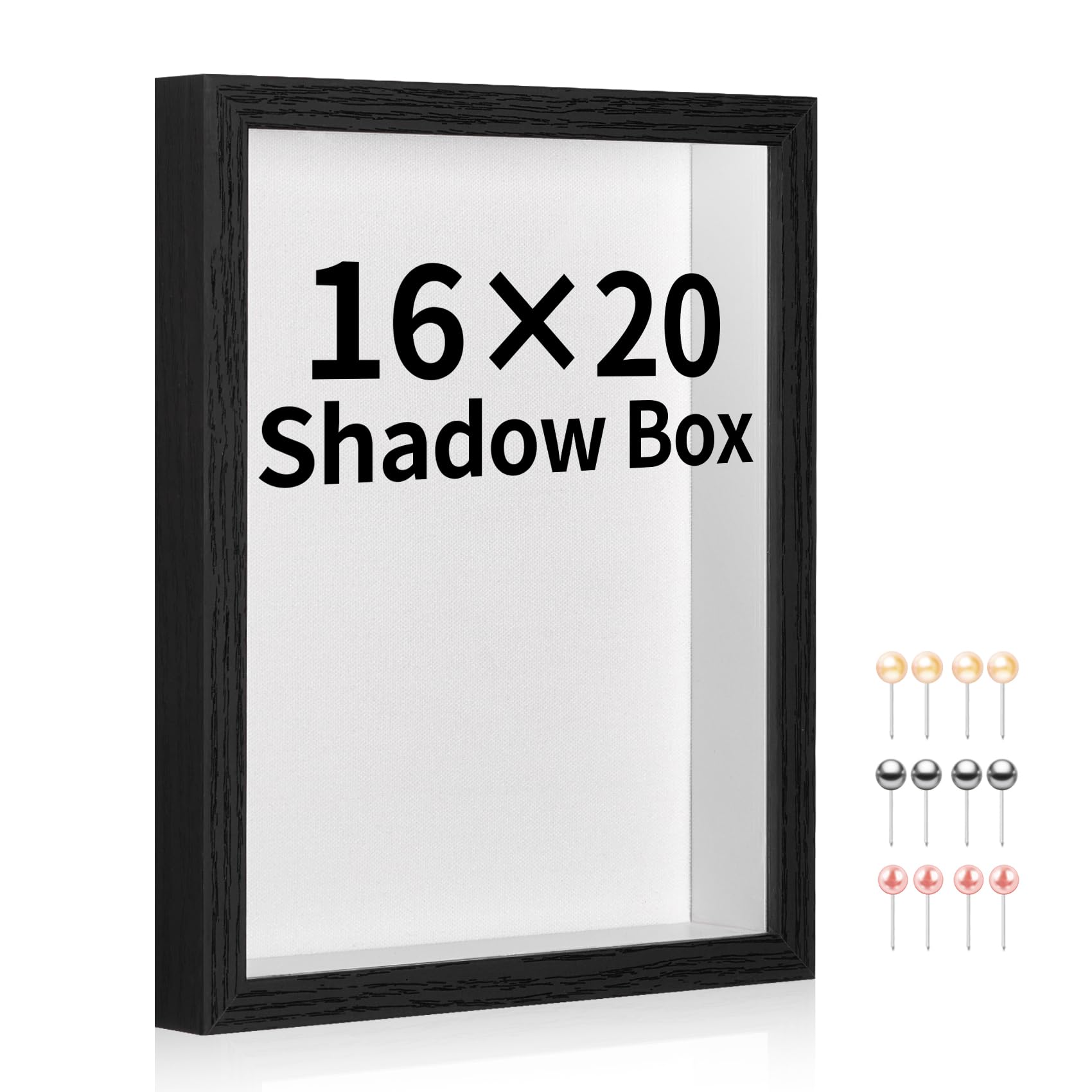 MUXIUNT 16x20 Shadow Box Picture Frame Display Case with Soft Linen Back-Thickened Panel,Large Black Deep Shadow Box Frame 16x20 for Jersey Graduation Items Flower Photo Craft Memorial