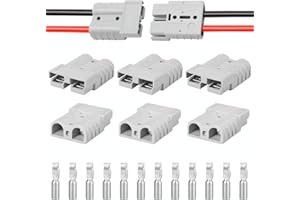 Mindow 6 Pcs 50A-600V Battery Quick Connect/Disconnect, Compatible with Anderson Connector, 8-12 AWG Quick Jumper Cable Plug Connector Kit for Car/RV/Truck/Forklift Rescue Winch Trailer, Traction