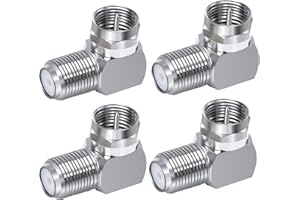 RG6 F Type 90 Degree Right Angle Coaxial Connector, F Male to F Female Coax Adapter Extender Connector for Wall Mounted TV, A