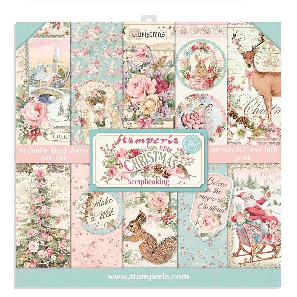 STAMPERIA INTL, KFT (3PL) Stamperia-Scrapbooking Pad-Double Face-Pink Christmas, Multicoloured, 15.24x15.27