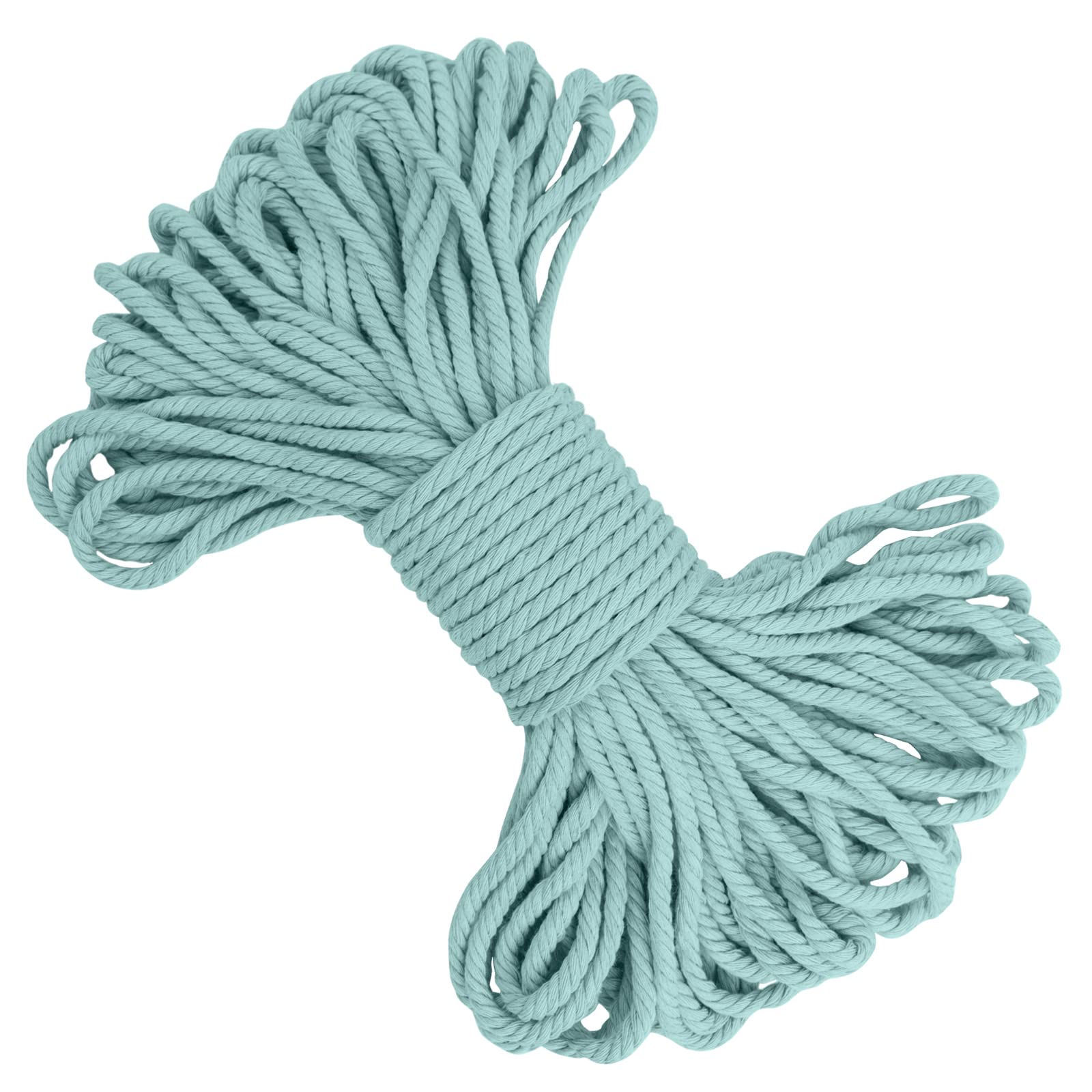 LEREATI Macrame Cord 5mm x 20m, Thick Cotton Macrame Rope Yarn Craft String, Coloured Cotton Cord for Macrame Plant Hanger, Wall Hanging, DIY Crafts, Gift Wrapping, Home Decorations (Light Blue)