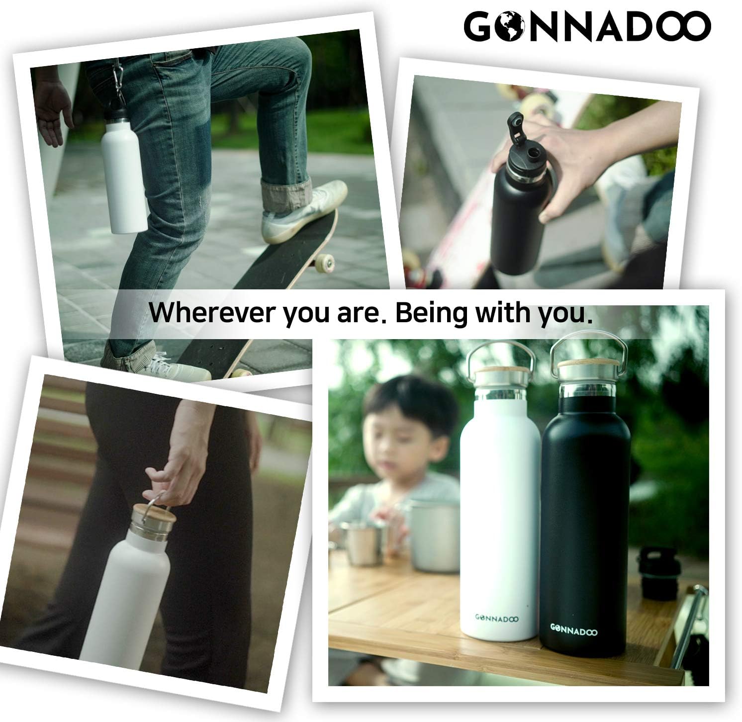 GONNADOO Stainless Steel Insulated Water Bottle 25 oz with 3 Lids, Vacuum, Insulated Stainless Steel, Hot Water, Cold Water, Sports Water Bottle (Black) : Sports & Outdoors