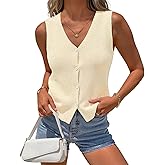 MEROKEETY Women's Sleeveless Sweater Vest 2026 Spring Summer Knit Tank Top Casual V Neck Button Waistcoat Cardigan