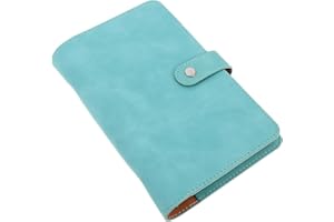 HIAKDOFT A6 Refillable PU Leather Notebook Binder, 6-Ring Loose Leaf Planner Journal, Small Portable Personal