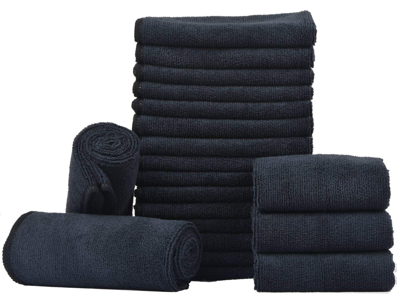 KinHwa Microfibre Dish Cloths Reusable Cleaning Cloth Super Absorben and Lint Free Towels Kitchen Fast Drying Cloth 30x30cm 20 Pack Black โ image 1