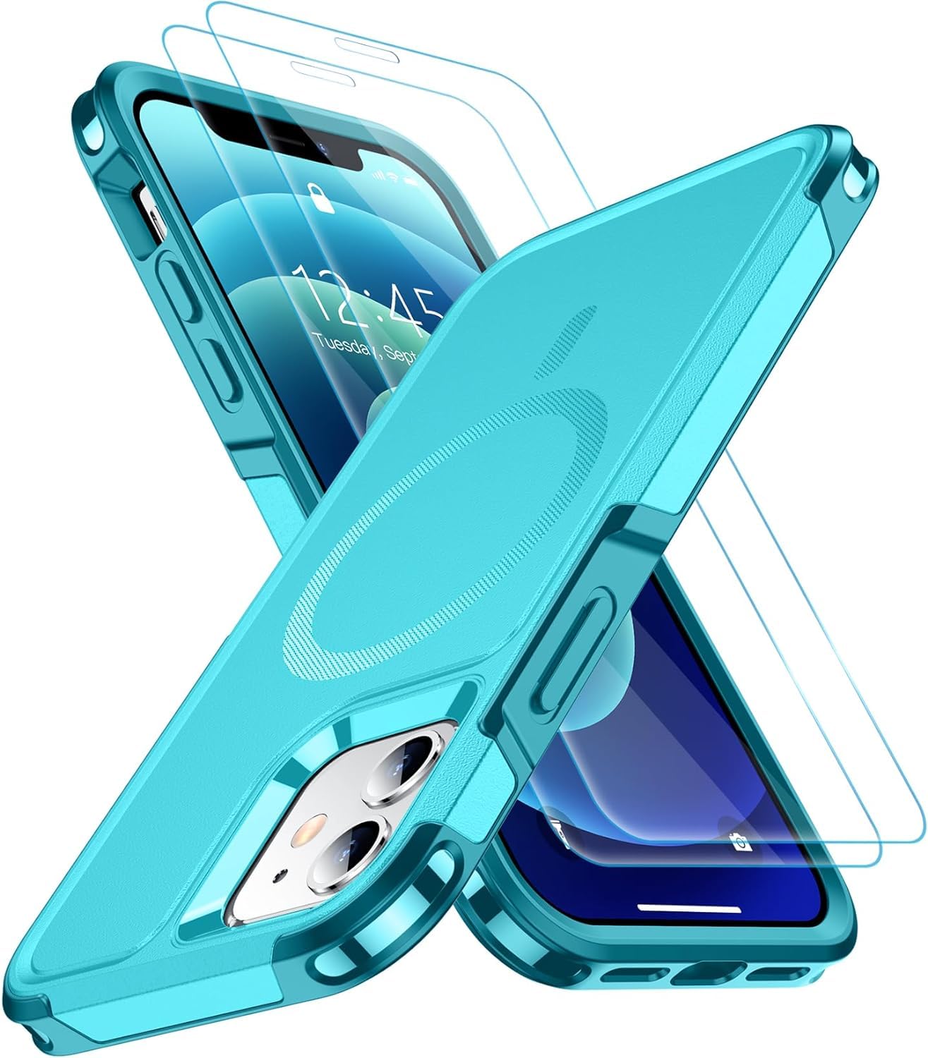 Photo 1 of ***4 pack***SPIDERCASE for iPhone 12 Case/iPhone 12 Pro Case, with [2 Pcs Tempered Glass Screen Protector] 10FT Military Protective Case for iPhone 12/12 pro -Light Blue
