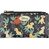 Bioworld Disney The Lion King Simba and Friends Faux Leather Bi-Fold Snap Wallet with Zipper Pocket