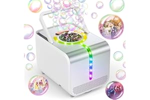 EDNZION Bubble Machine, Durable Automatic Bubble Blower with LED Lights - Over 20,000 Bubbles per Minute - Perfect for Kids' Indoor and Outdoor Birthday Parties - Powered by Plugin or Batteries