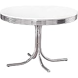 COASTER Retro Round Dining Table White and Chrome