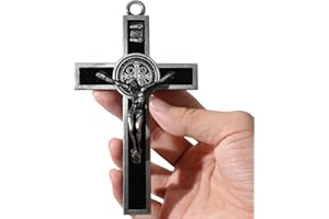XIPENGKEJI Black Metal Enamel Crucifix,Christian Cross For Wall,Christ Inspirational Home Decor,Jesus Cross For Wall,Jesus Art Decor,Christian Gifts-5Inch X 2.9Inch
