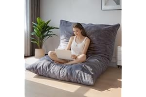 BYBYME 3 in 1 Bean Bag Chair, Convertible Chair Folds from Bean Bag to Lounger, High-Density Foam Filling, Faux Fur Big Sofa Bed, Giant Bean Bag Chair Bed for Adults