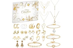 KEDERWA Jewelry Advent Calendar 2025 for Adult Women, 24 Days of Christmas Advent Calendar with Earring Necklace and Ring, Christmas Gifts for Teen Girls, Wife and Mom