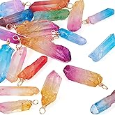 Cheriswelry 20pcs Natural Quartz Pendants Irregular Gemstone Stone Charms Colorful Quartz Dangle Earring Charms for DIY Craft Bracelet Necklace Jewelry Making 23.7-44.7 mm