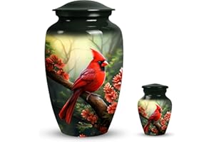 PARUHAS Set of 10 Large Urns & 3" Small Red Cardinal Bird Urn - for Human Ashes Adult Male & Female - Keepsake Urns - Matchin