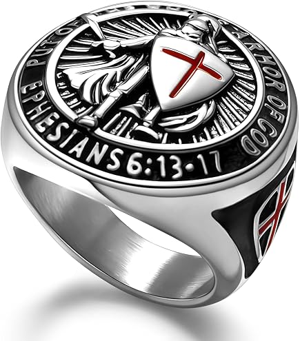14k Yellow Gold Knights Templar Shield Crusader Band Jerusalem