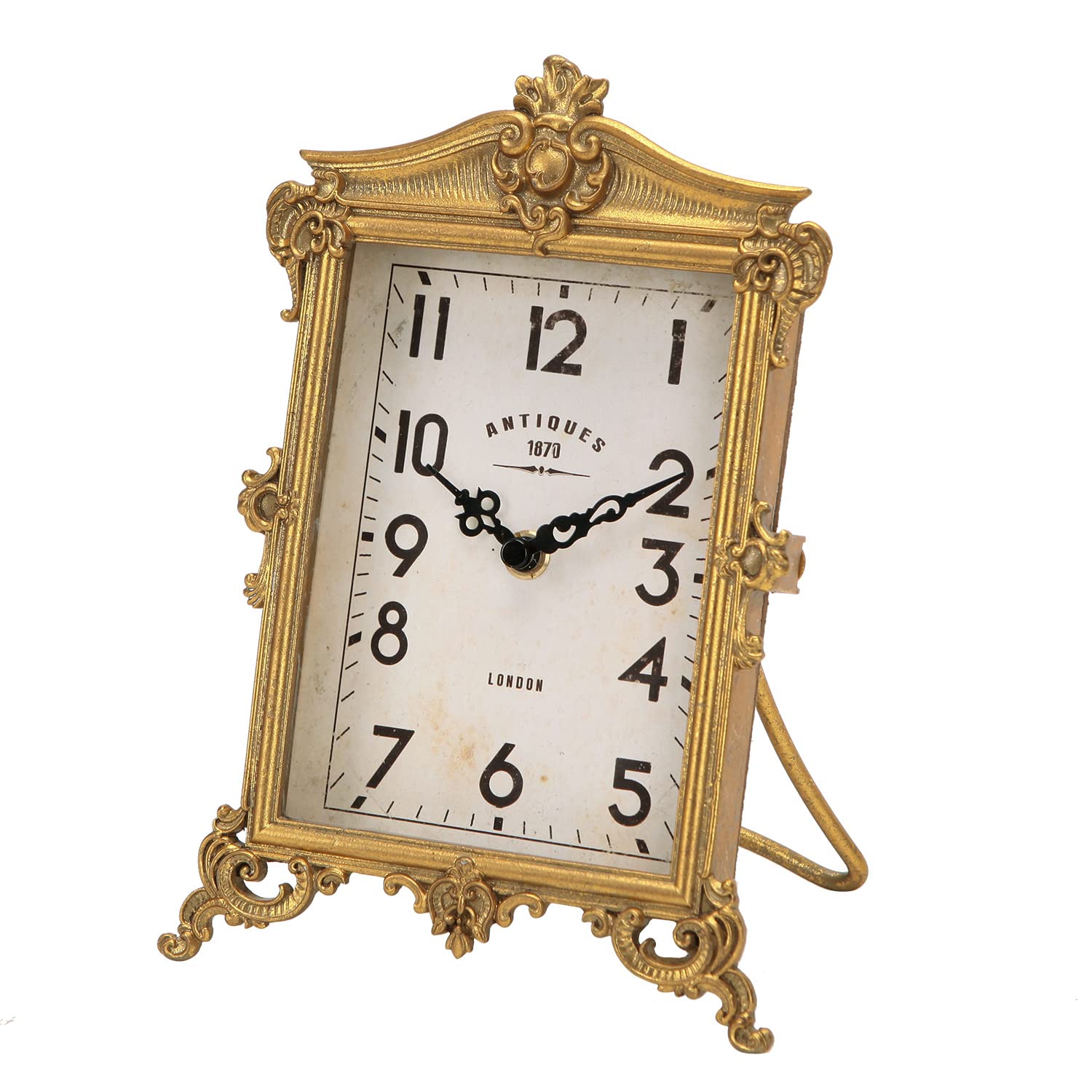 Photo 1 of NIKKY HOME Vintage Gold Table Clock, Silent Non-Ticking Battery Operated Retro Desk Shelf Mantel Small Metal Clock for Living Room Decor