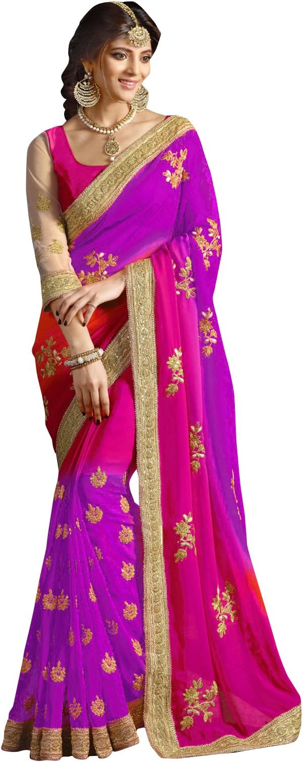 Designer Indian Ethnic Party wear Women's Saree with Blouse in Georgette Designer Saree-1538