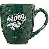 Rico Industries NFL Football World's Best Mom Orange 16 oz Team Color Laser Engraved Speckled Ceramic Coffee Mug