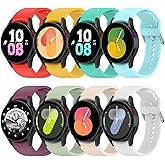 8 Pack No Gap Bands Compatible with Samsung Galaxy Watch 7 6 5 4 Band 40mm 44mm, Galaxy Watch 6 4 Classic 42mm 46mm 43mm 47mm 5 Pro 45mm FE 40mm, 20mm Soft Silicone Sport Strap Women Men