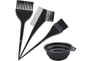 Qancekoo Hair Coloring Dyeing Kit, 4 PCS Hair Dye Brushes Tools Color Mixing Bowl and Brush for DIY Home Salon (Black)