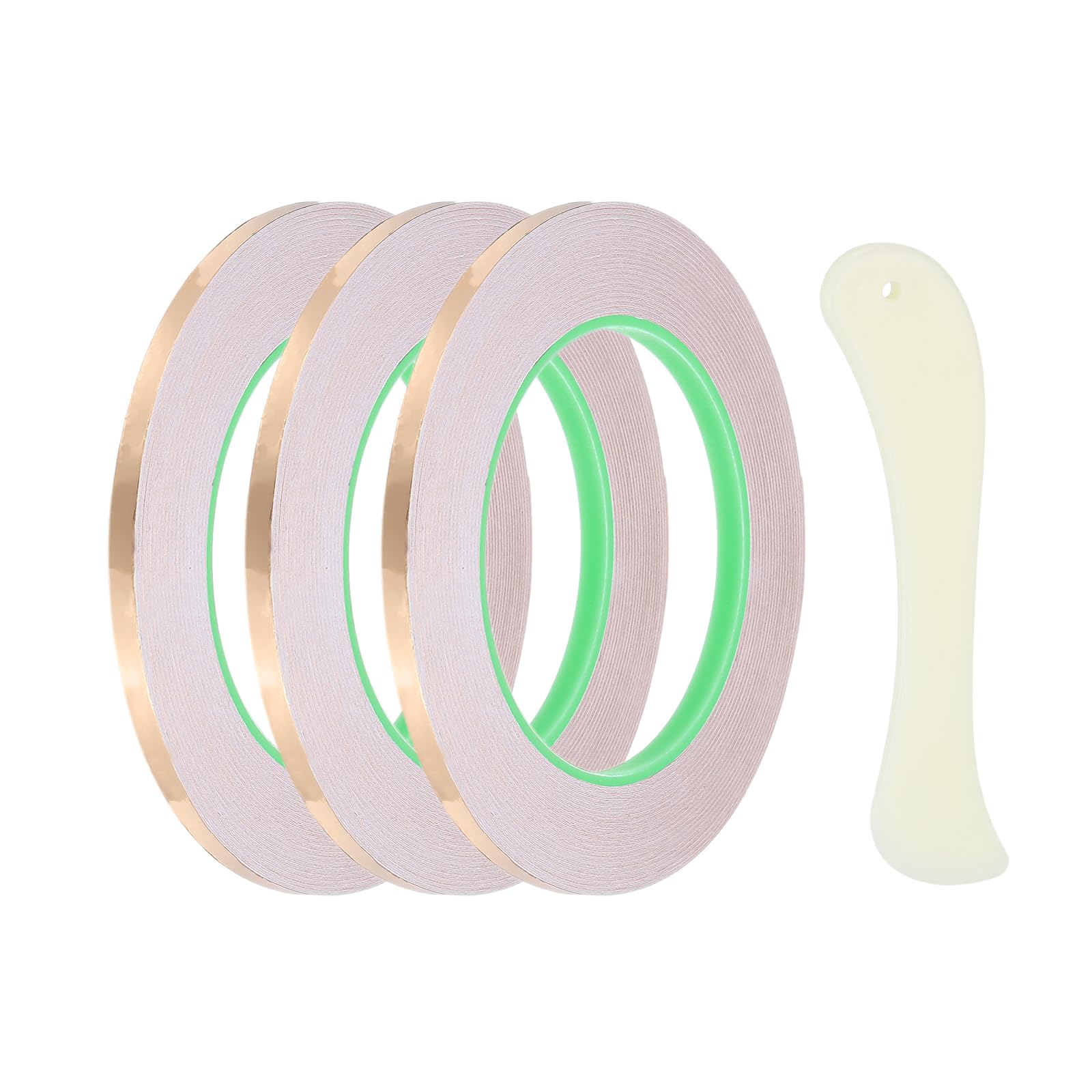 PATIKIL 36 Yard 1/5(0.21) Inch Copper Foil Tape,1 Roll Copper Tape with Conductive Stained Glass Foil Tool with Scraper for Stained Tools DIY Crafting