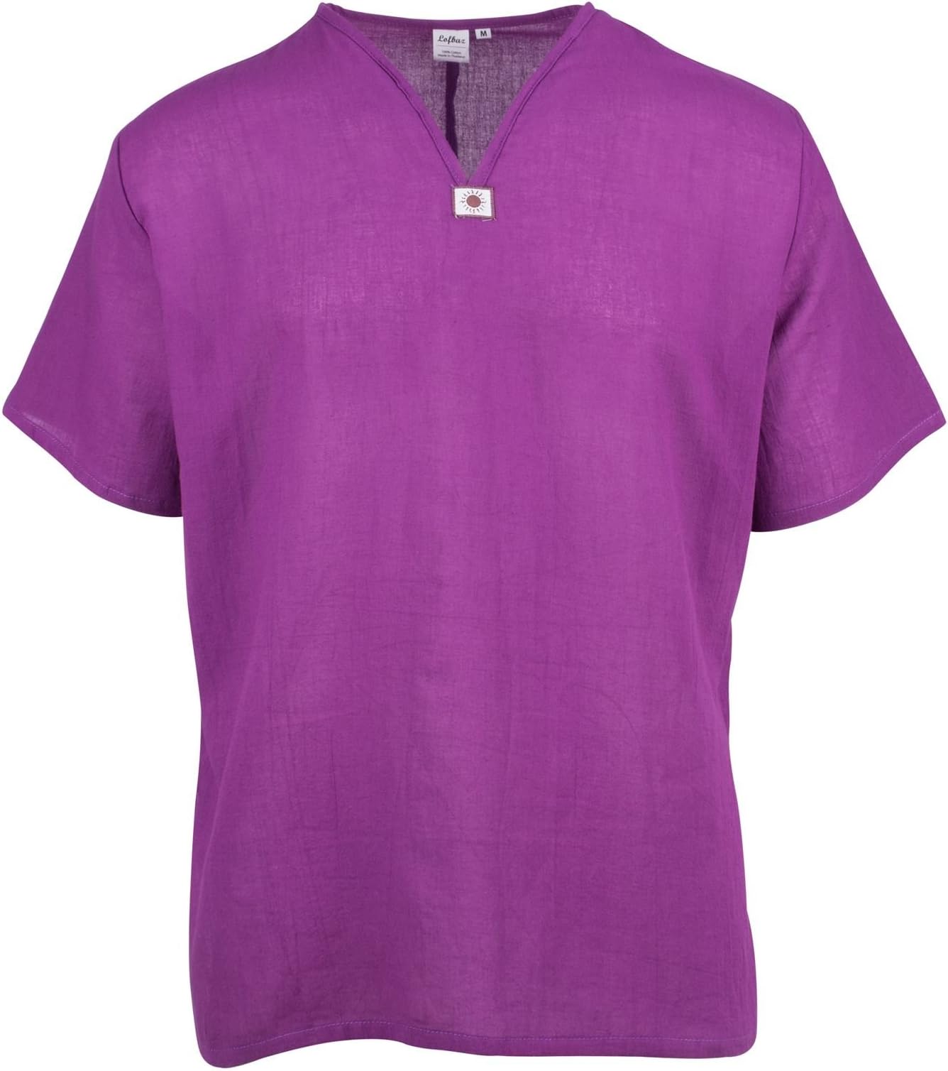 LOFBAZ Men's T-Shirt 100% Cotton Beach Hippie Shirt V-Neck Yoga Tunic Top