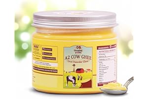 Growing Villagers A2 Desi Cow Ghee | Vedic Bilona Method | Organic Grassfed Cultured Curd Traditional Bilona Ghee | A2 Desi Kankrej Cow Ghee | Pasture Raised Clarified Butter Fat, Keto, Paleo, Lactose Free, Casein Free, Non-GMO | 500 ML(16.9 Oz)