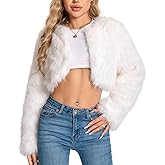 WELLATENT Fur Coats For Women,Plus Size Cropped Faux Fuzzy Jacket Fluffy Fall Coat.