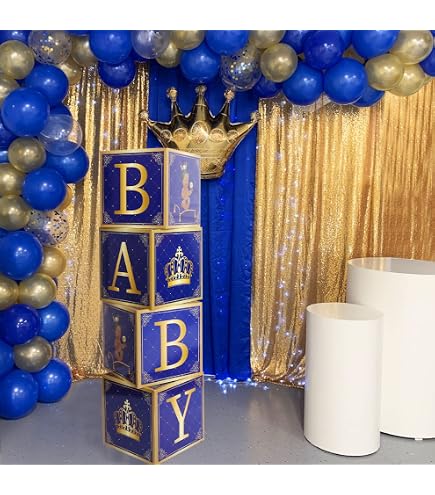 Babyparty Hintergrund ‚Kleiner Prinz‘ – 2,2x1,5 M Vinyl, Blau Mit Goldener Krone, Für Fotohintergrund Oder Deko