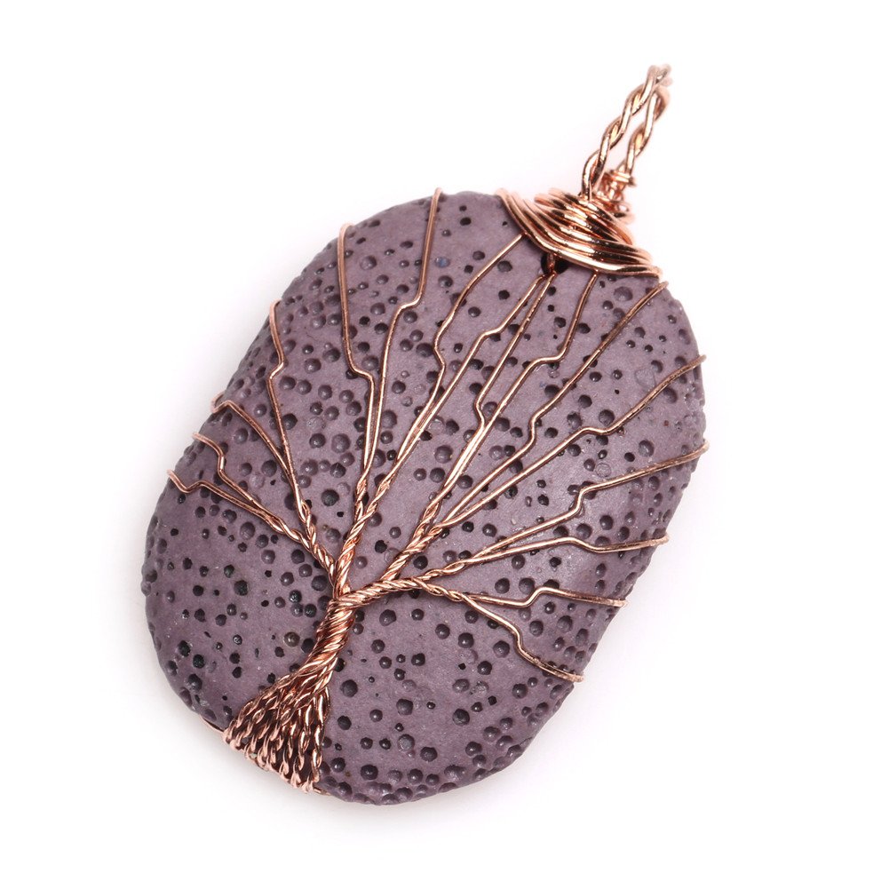 29x43mm Purple Lava Worry Stone Semi Precious Cocktail Charkra Pendant Jewellery for Women