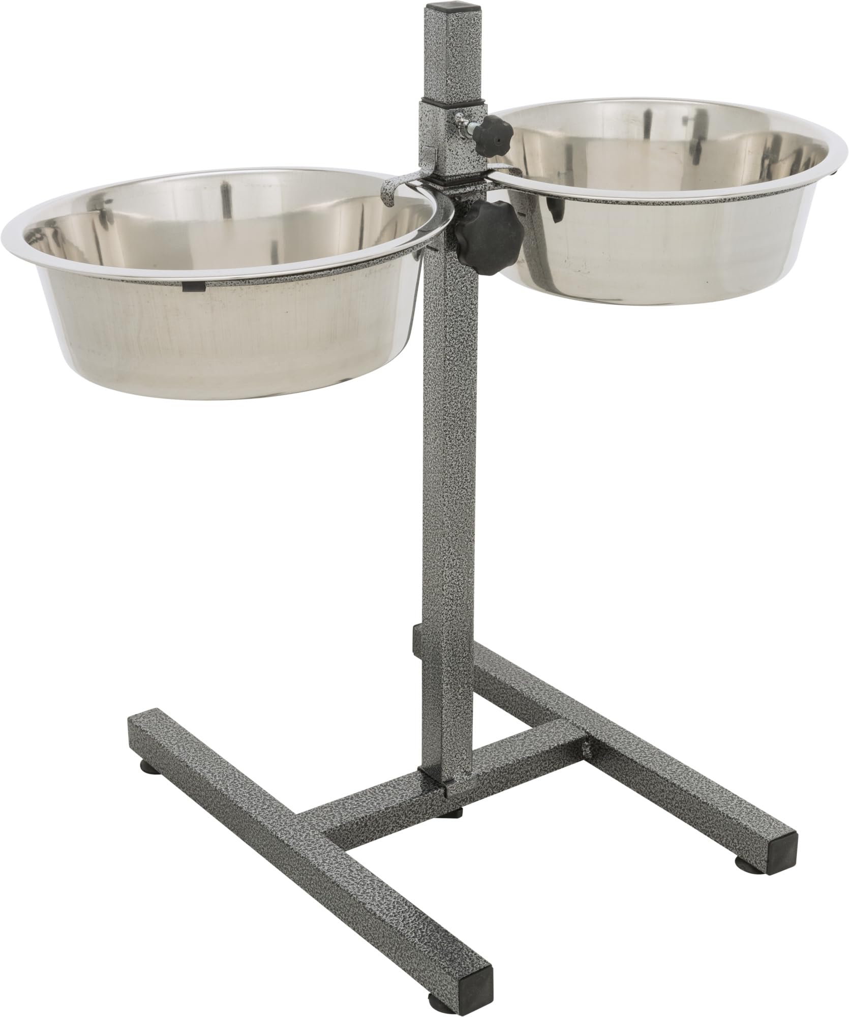 TRIXIE dog bar with 2 stainless steel bowls - height adjustable - bowl lock and rattle protection - adjustable rubber feet - dishwasher safe - metal/stainless steel - 2 x 2.8 l - ø 24 cm - 24922