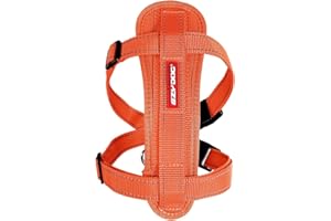 EzyDog Premium Chest Plate Custom Fit Reflective No-Pull Padded Comfort Dog Harness - Perfect for Training, Walking, and Control - Includes Car Restraint Attachment (Large, Orange)