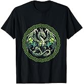 Tribal Irish Green Celtic Knot Fantasy Dragon, Patrick Day T-Shirt