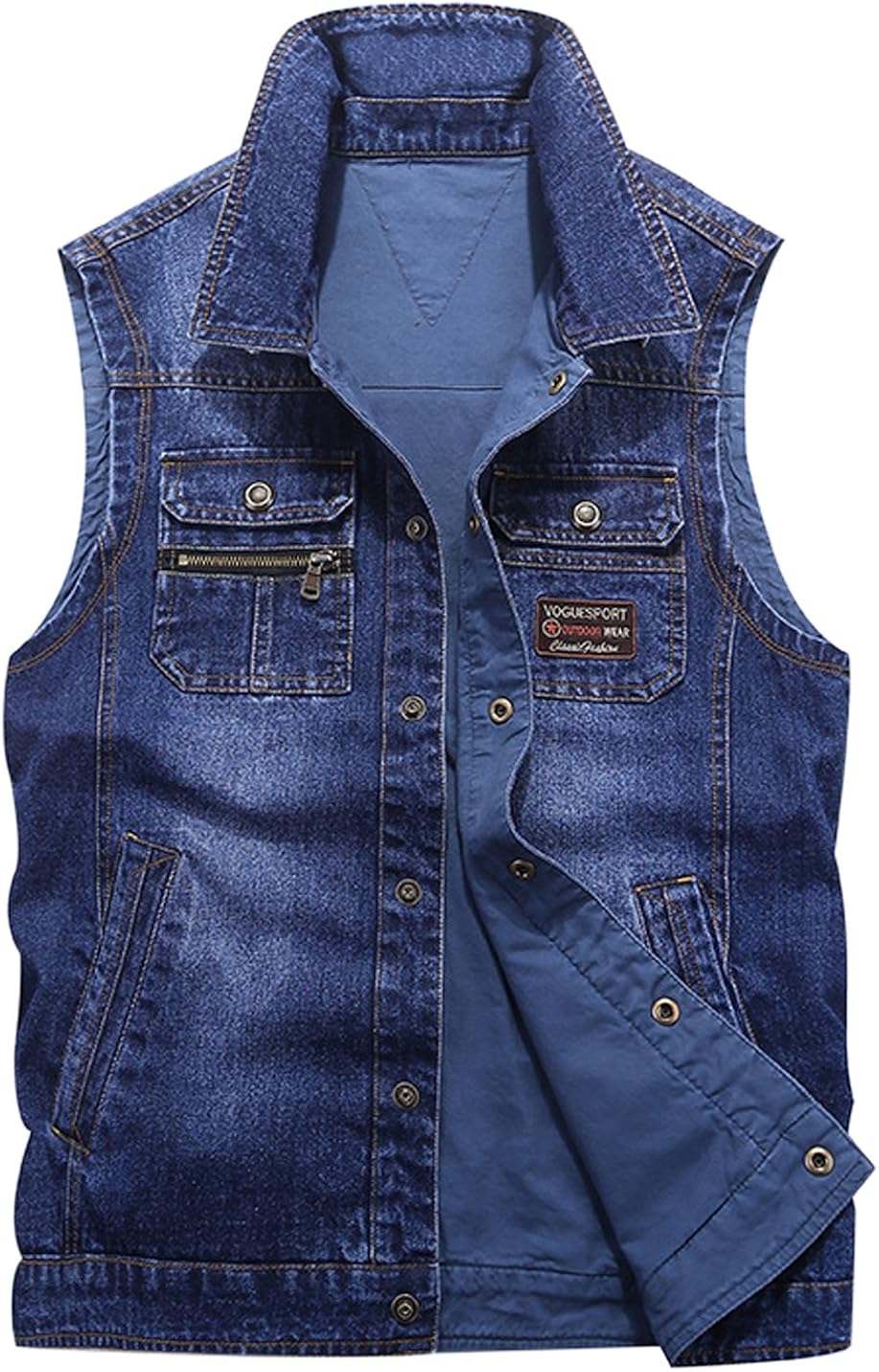 men's denim trucker vest