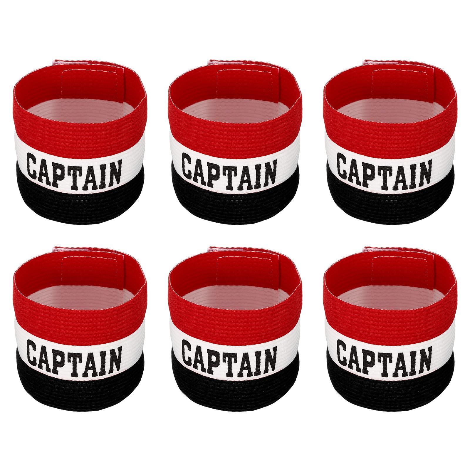 PATIKIL Captain's Armband, 6 Pack Elastic Arm Band for Soccer Team Training, Black White Red